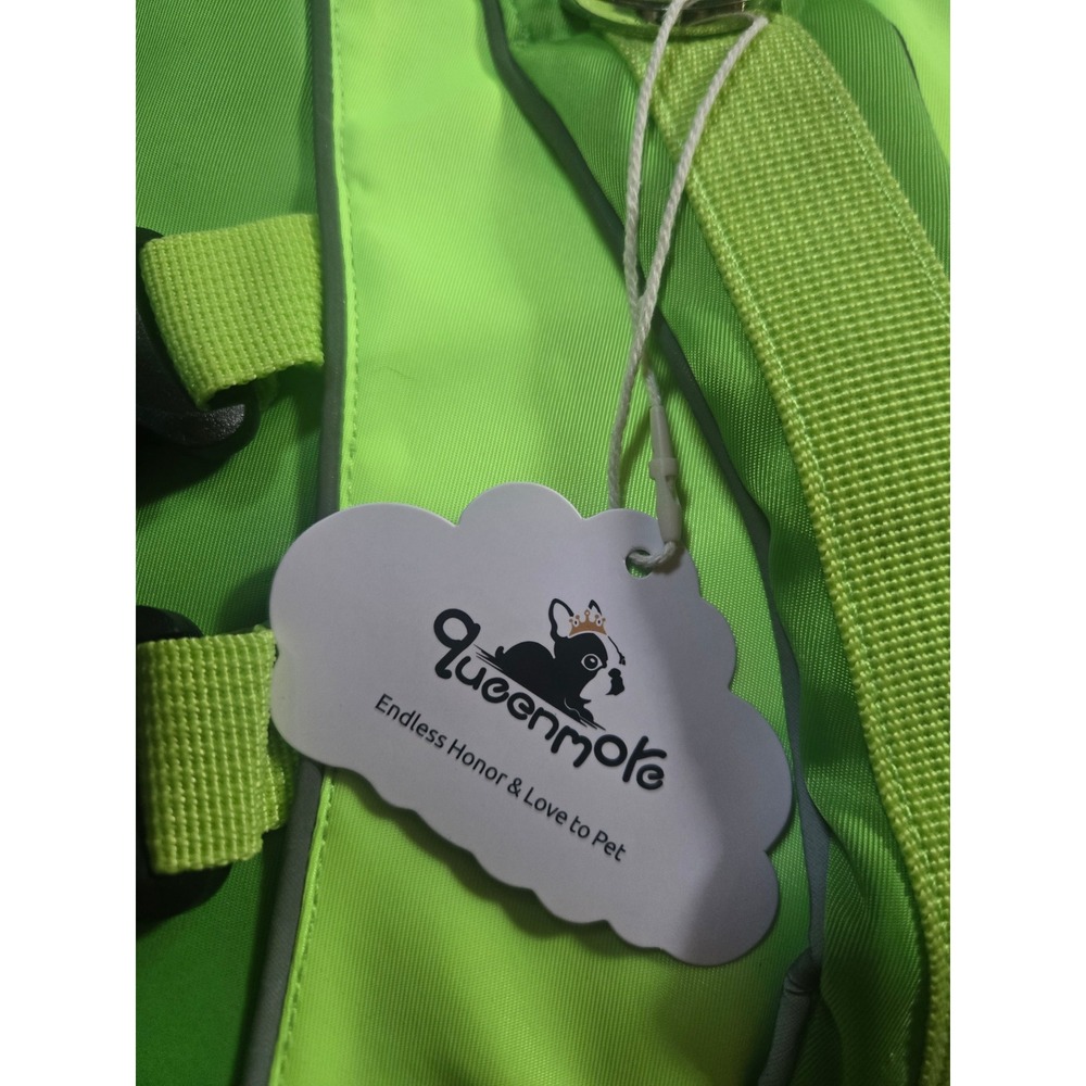 Queenmore Dog Life Jacket Neon Green Ripstop Pet Safety Vest Small Reflective - Picture 2 of 5